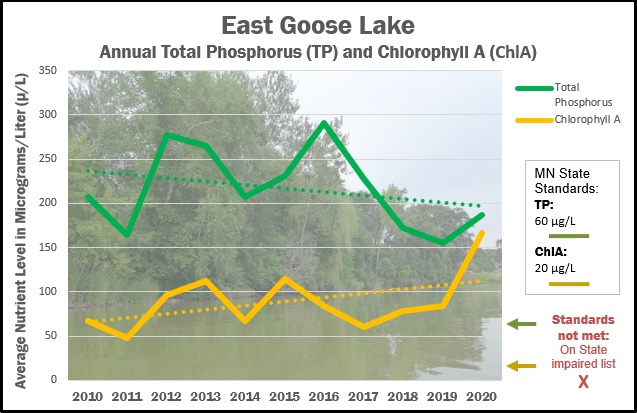 East Goose Lake annual TP ChlA 2010-2020.jpg